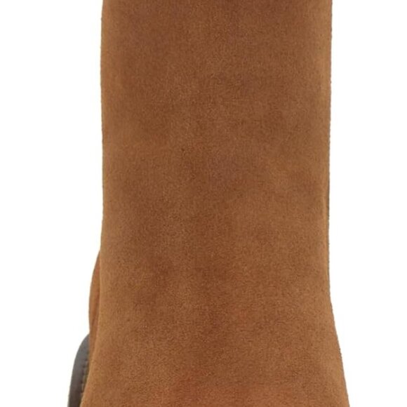 Women's Suede Ankle Bootie 9.5 Rubber Sole Stacked Heel Zip Closure - Picture 2 of 9